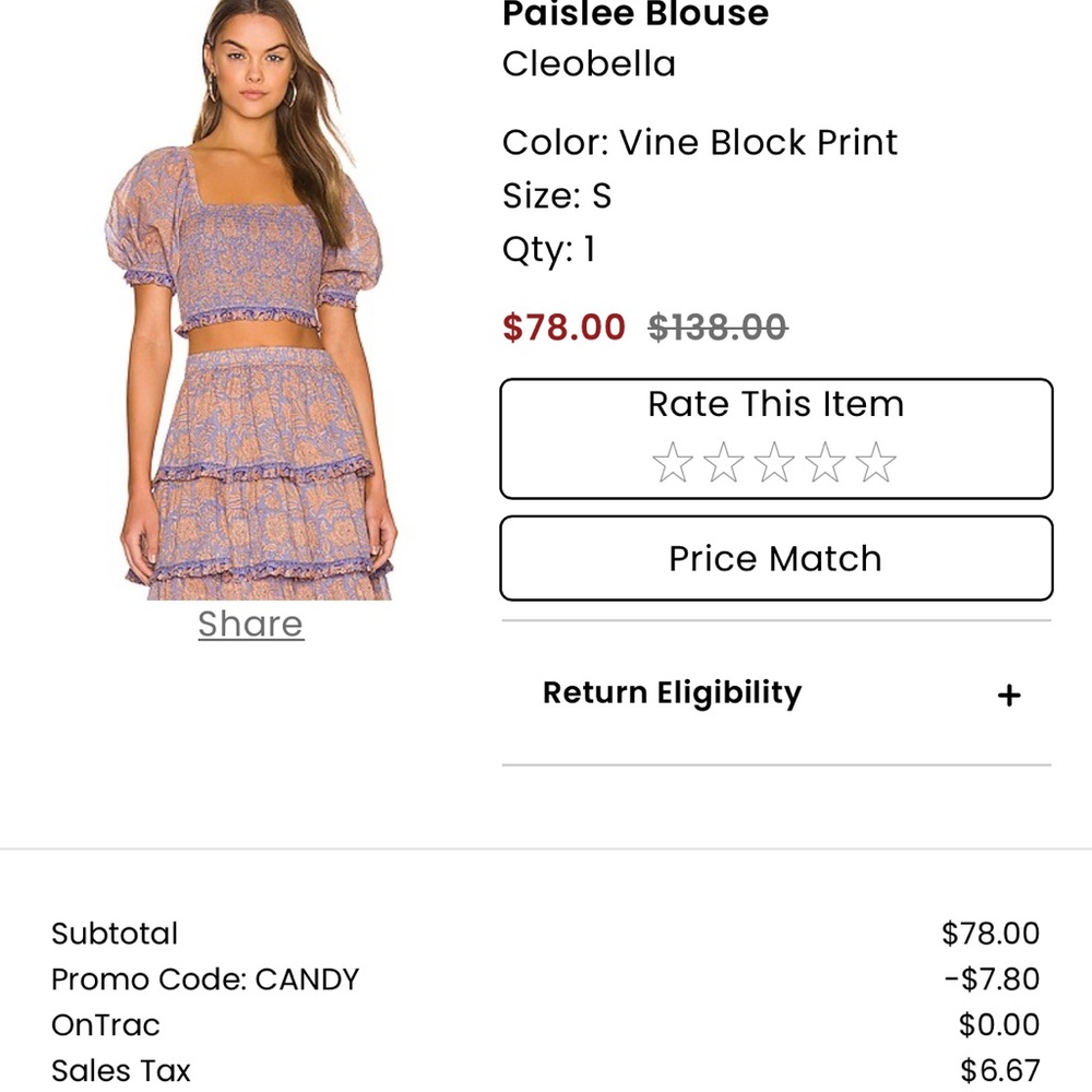 Cleobella Textured Blouse in Purple and Tan